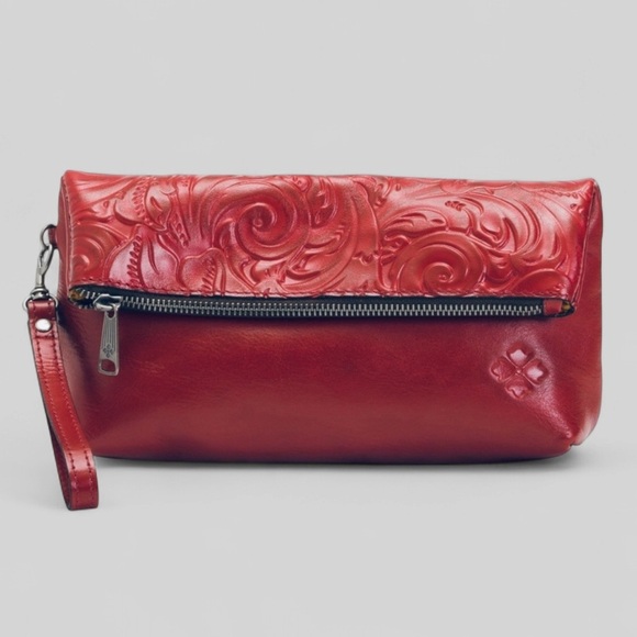 Patricia Nash-Tooled Leather Fold Over Wristlet Wallet-Lava-Valarie Style- NWT - Picture 1 of 11